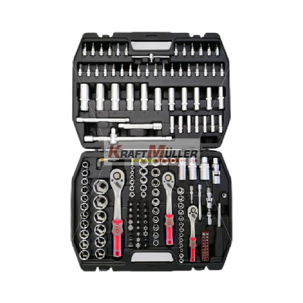 KraftMuller KM-175: VALISE  175 douilles (1/4 « , 3/8 » et 1/2 « )