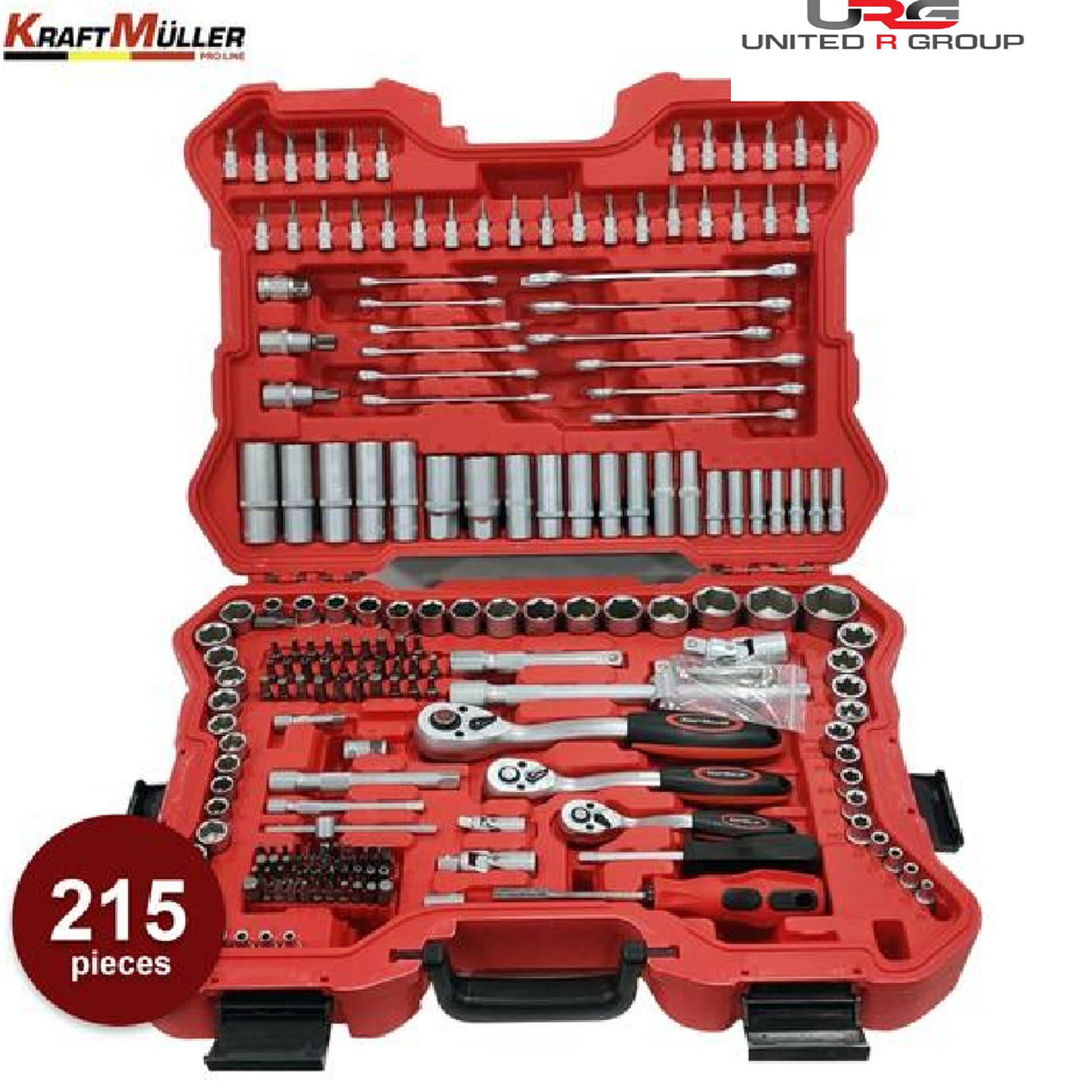 KraftMuller KM-215: Jeu de 215 douilles (1/4 « , 3/8 » et 1/2 « )