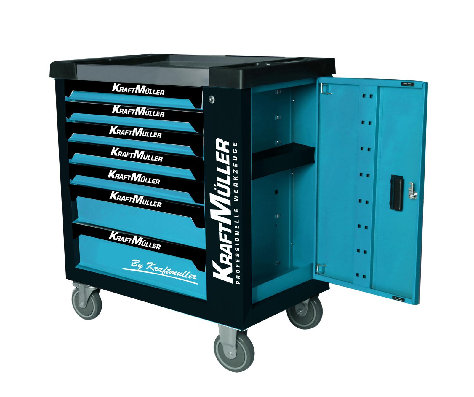 Servante d&rsquo;atelier avec 7 tiroirs et 5 remplis d&rsquo;outils